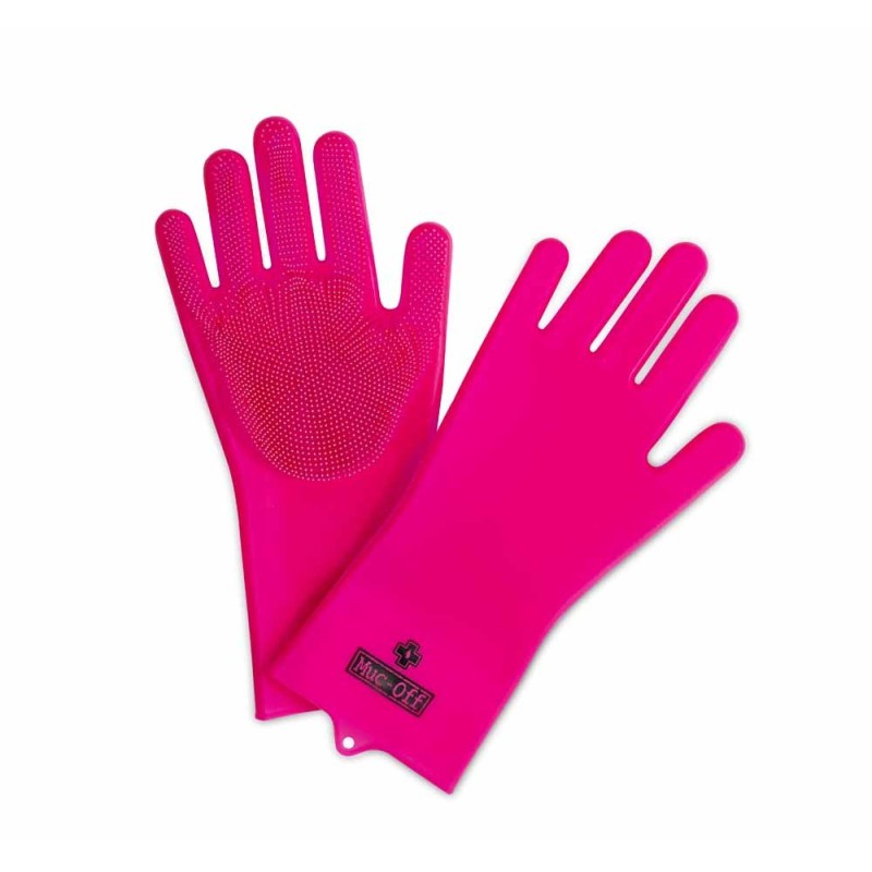 MUC-OFF RĘKAWICE DO MYCIA ROWERU Deep Scrubber Gloves Pink